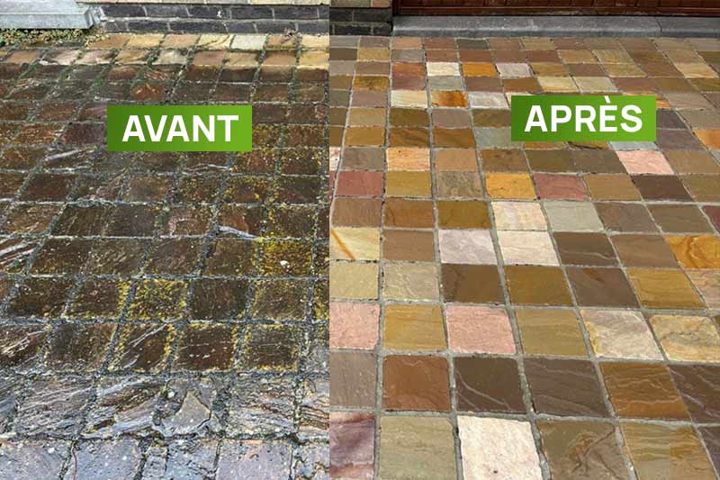 Nettoyage dallage klinker - Nettoyage des extérieurs PROBIORENOV en Belgique : Région Flamande, Wallonne et Bruxelles.....Namur, Flandre, Wallonnie, Bruxelles, Liège ... Nettoyage, traitement anti-mousse et imperméabilisation hydrofuge des extérieurs sur pavé, klinker, pierre bleue, muret, terrasse … intervention en BELGIQUE : région Flamande, Wallonne et Bruxelles, Namur, Liège …. PROBIORENOV : entreprise de couverture en Belgique