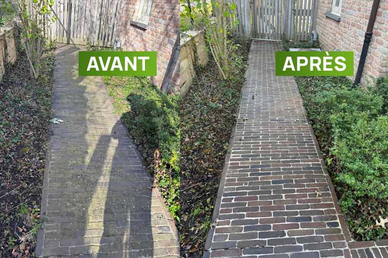 Nettoyage dallage klinker - Nettoyage des extérieurs PROBIORENOV en Belgique : Région Flamande, Wallonne et Bruxelles.....Namur, Flandre, Wallonnie, Bruxelles, Liège ... Nettoyage, traitement anti-mousse et imperméabilisation hydrofuge des extérieurs sur pavé, klinker, pierre bleue, muret, terrasse … intervention en BELGIQUE : région Flamande, Wallonne et Bruxelles, Namur, Liège …. PROBIORENOV : entreprise de couverture en Belgique